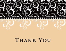 Black Cream Flourish Thank You Cards