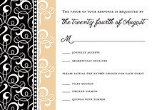 Black Cream Flourish RSVP Cards