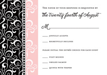 Black Pink Flourish RSVP Cards