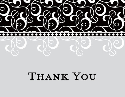 Black Pink Flourish Thank You Cards