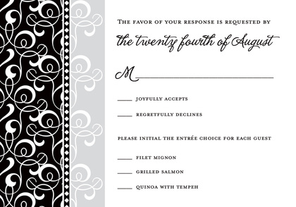 Grey Patterned Flourish Formal Wedding Invitations