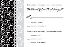 Black Grey Flourish RSVP Cards