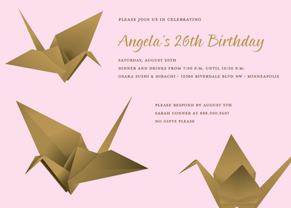 Fun Yellow Origami Purple Invitation
