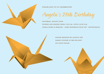 Fun Brown Origami Pink Invitation