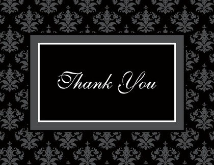 Modern Damask Red Thank You Cards