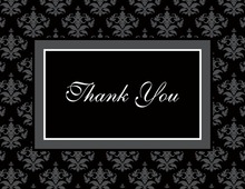 Modern Damask Black Thank You Cards