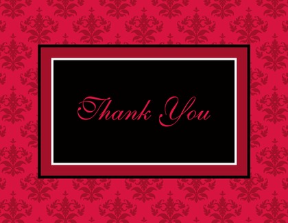 Modern Damask Black Thank You Cards