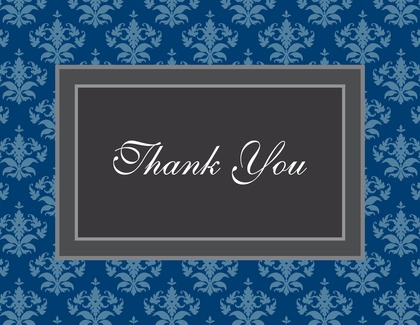 Modern Damask Blue Thank You Cards