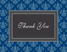 Modern Damask Blue Thank You Cards