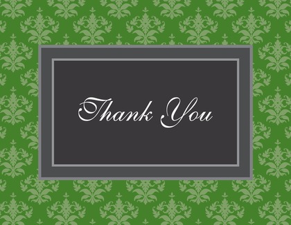 Modern Damask Green Thank You Cards