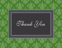 Trendy Green Damask Border Thank You Cards