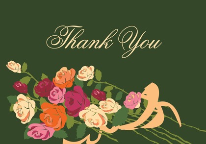 Bridal Bouquet In Dark Maroon Thank You Cards