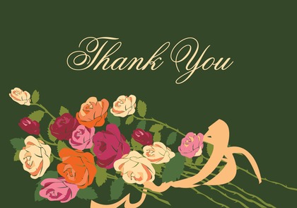 Bridal Bouquet In Dark Maroon Thank You Cards