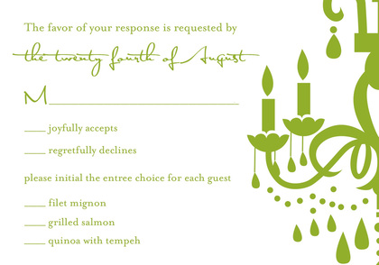 Modern Chandelier Formal Green Rehearsal Invitation