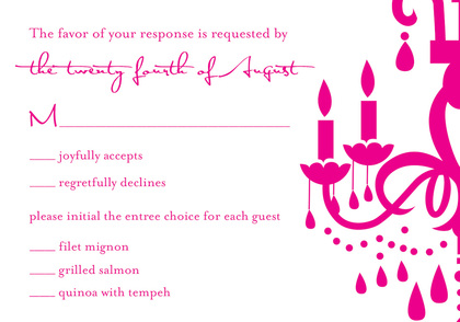 White Chandelier Silhouette Pink Enclosure Cards