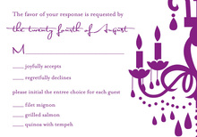 White Chandelier Purple RSVP Cards