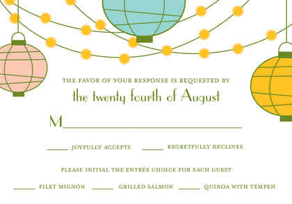 Light Lantern Glow Green Background Invitations