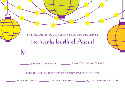 Light Lantern Glow Purple Background Invitations