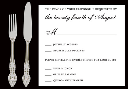 Cutlery Green RSVP Cards