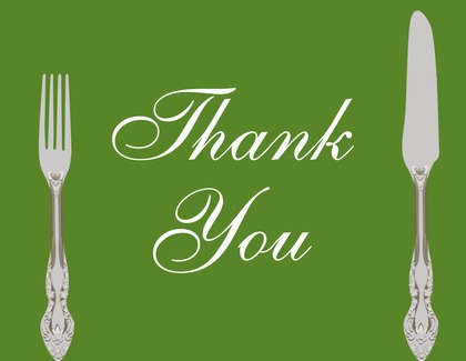 Illustrating Cutlery In Bright Red Thank You Cards