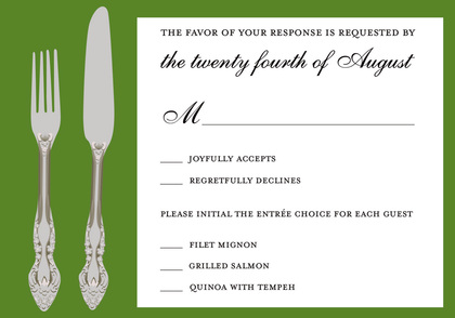 Cutlery Cream RSVP Cards