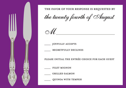 Cutlery Purple Thank You Cards