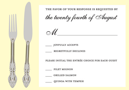 Cutlery Purple RSVP Cards