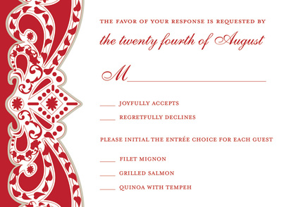 Elegant Vine Frame Red Formal Wedding Invitations