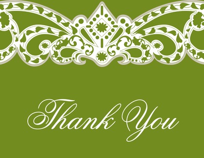 Embellished Vine Teal Thank You Cards