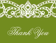 Embellished Vine Green Thank You Cards