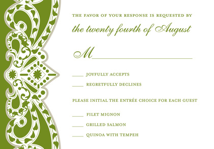 Elegant Victorian Frame Green Bridal Shower Invites