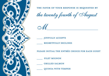 Understated Victorian Style Blue Wedding Invitations