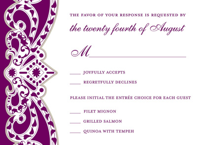 Stylish Victoria Frame Purple Wedding Invitations