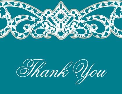 Elegant Vine Frame Teal Enclosure Cards