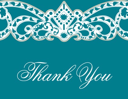 Embellished Vine Green Thank You Cards