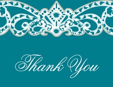 Embellished Vine Teal Thank You Cards