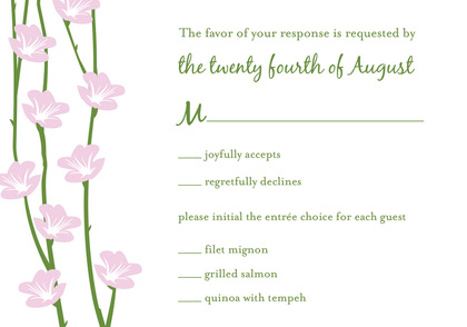 Exquisite Pink Floral String In Green Invitations