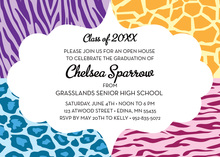 Vivid Bright Quad Animal Print Invitations