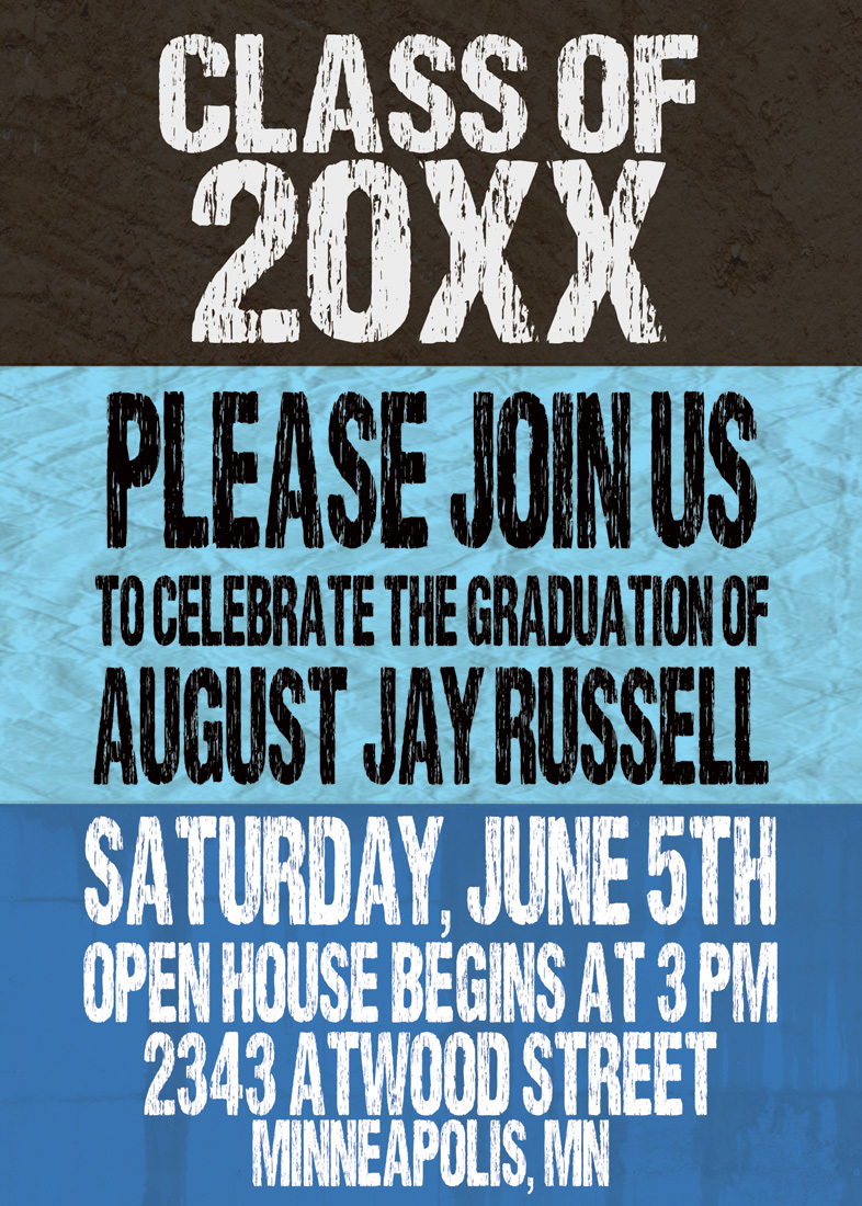 Distressed Blue Top Charcoal Invitation