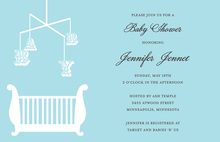 Aqua Flowers Filigree Frame Baby Shower Invitations