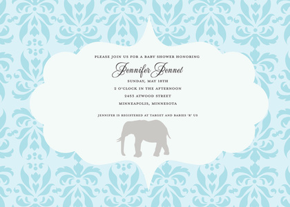 Damask Elephant Thank You Cards