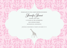 Giraffe Girl Clothesline Aqua Invitation