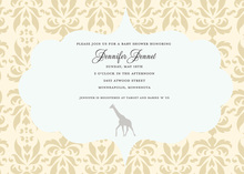 Yellow Giraffes Grey Chevron Invitations