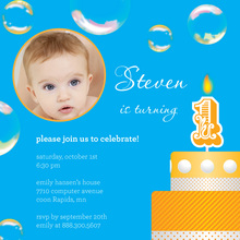 1st Birthday Tiered Cake Blue Invitation