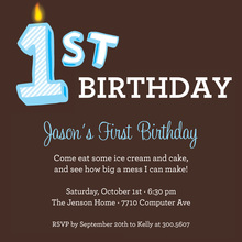 1st Birthday Tiered Cake Blue Invitation