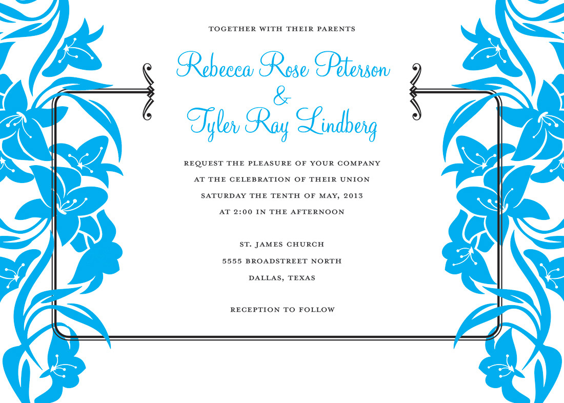 Blue Side Vintage Bridal Bouquet Shower Invitations