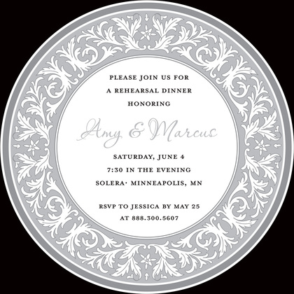 Decorative Damask Plate For Evening Dinner Invitations