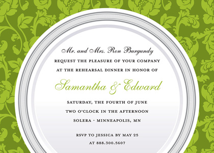 Green Elegant Rehearsal Dinner Enclosure Cards