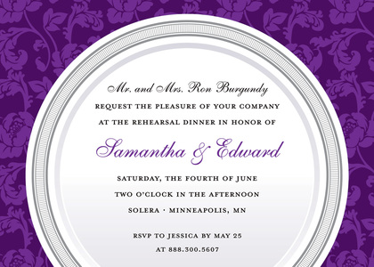 Purple Elegant Rehearsal Dinner Enclosure Cards