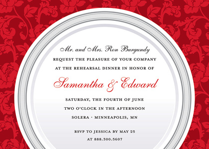 Red Elegant Rehearsal Dinner Enclosure Cards